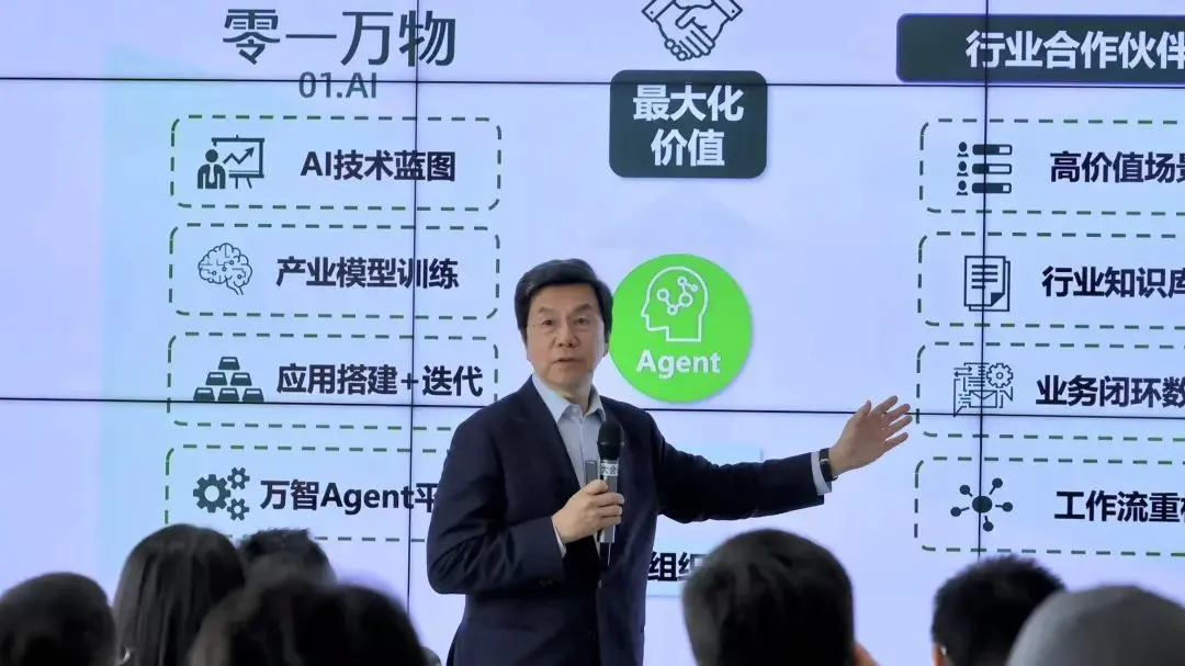 李開復的零一萬物,對外發布了萬智企業大模型一站式平臺2.0版本,并推出企業級 Agent 智能體