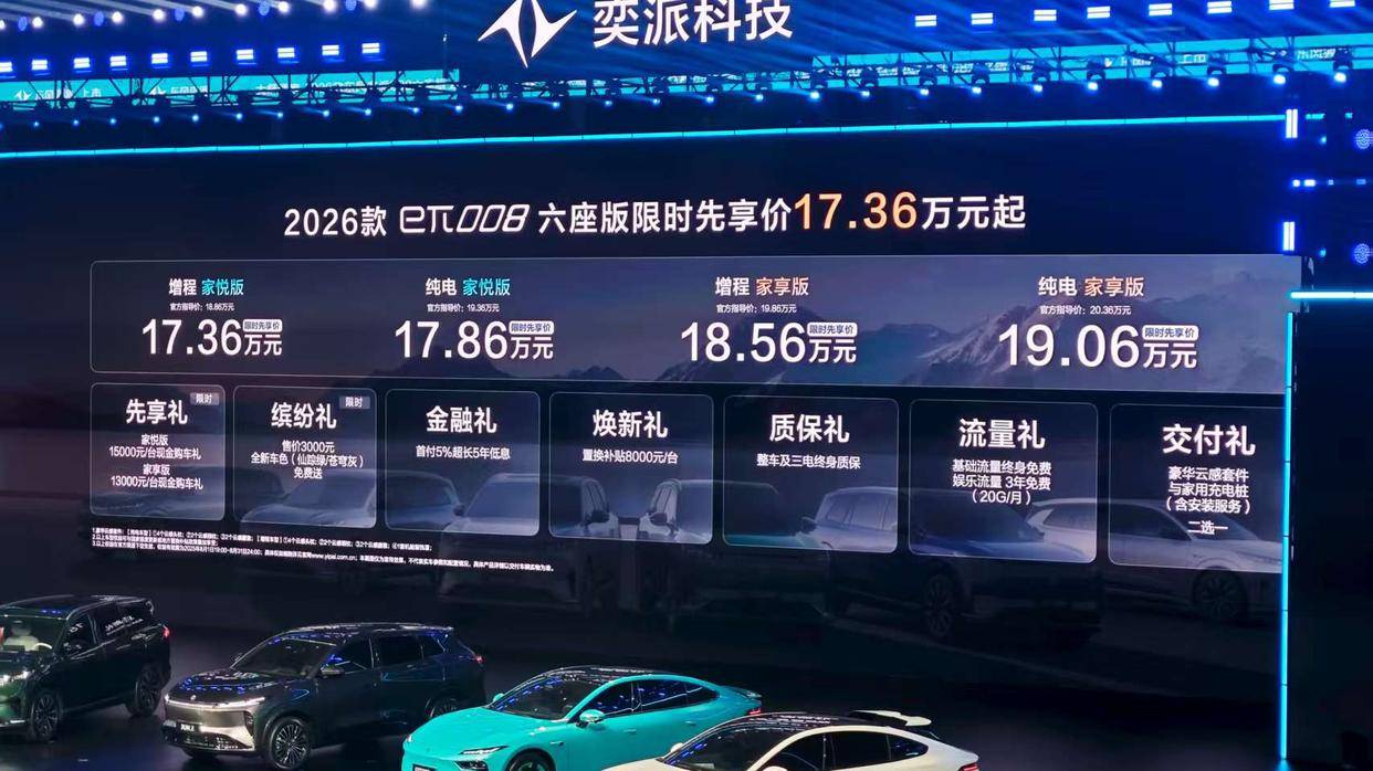 17.36萬起,2026款東風奕派eπ008上市,高通8295P芯片+3C快充